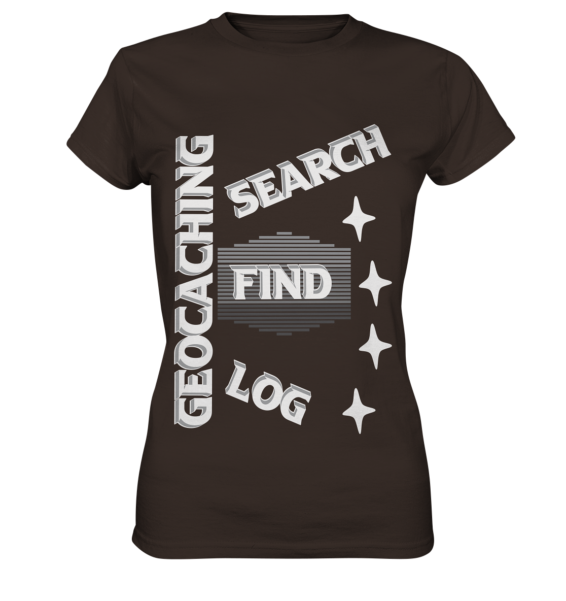 Geocaching-SEARCH-FIND-LOG, Cache Helles Disign Sterne - Ladies Premium Shirt