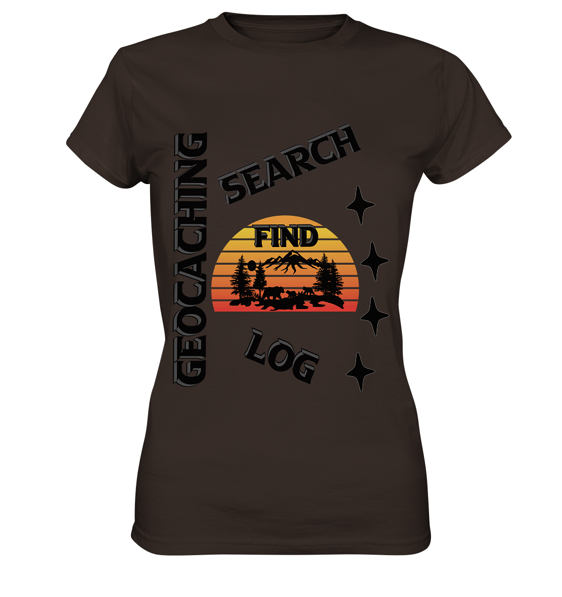 Geocaching, Suchen, Finden und Log, Geocache Schwarzes Design Mounten - Ladies Premium Shirt