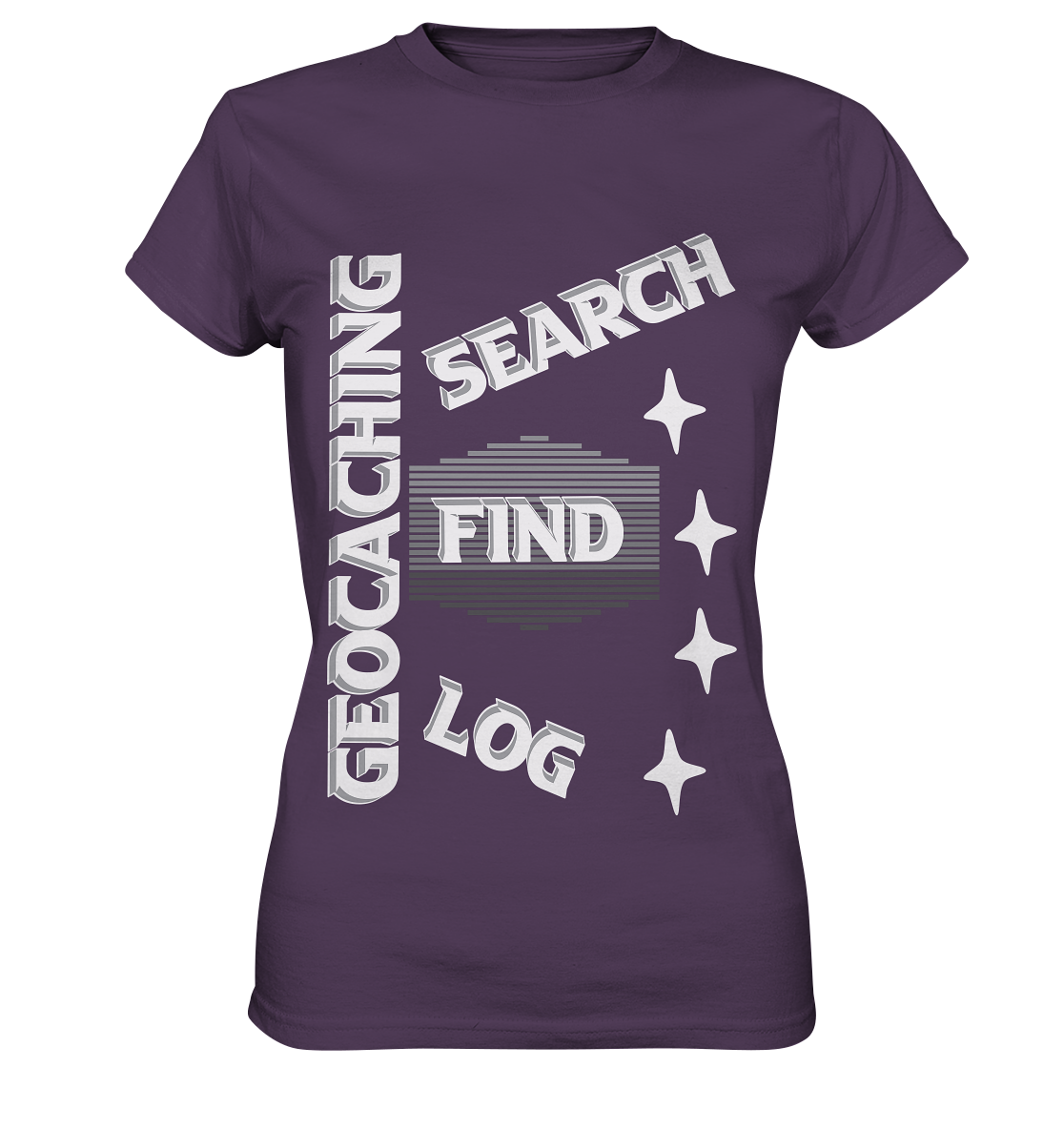 Geocaching-SEARCH-FIND-LOG, Cache Helles Disign Sterne - Ladies Premium Shirt