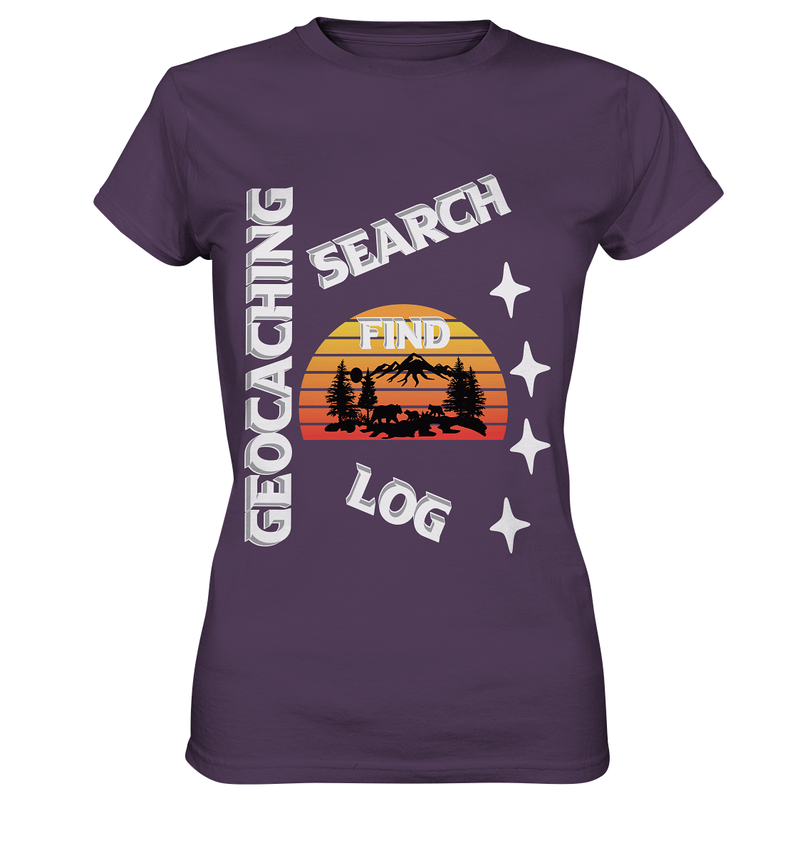 Geocaching-SEARCH-FIND-LOG, Cache Helles Design, Mounten - Ladies Premium Shirt