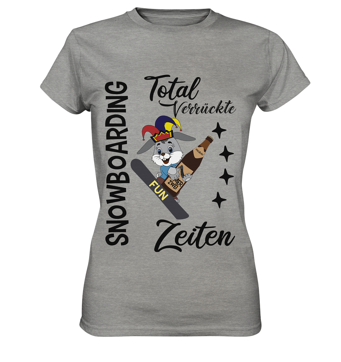 Snowboarding,verrückte Zeiten, Osterhase mit Bierflasche, Faschingsmütze - Ladies Premium Shirt