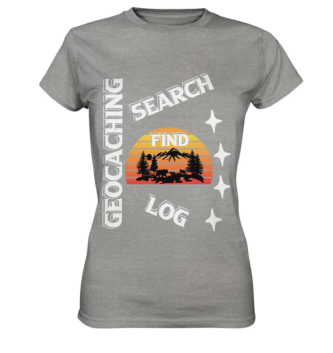 Geocaching-SEARCH-FIND-LOG, Cache Helles Design, Mounten - Ladies Premium Shirt