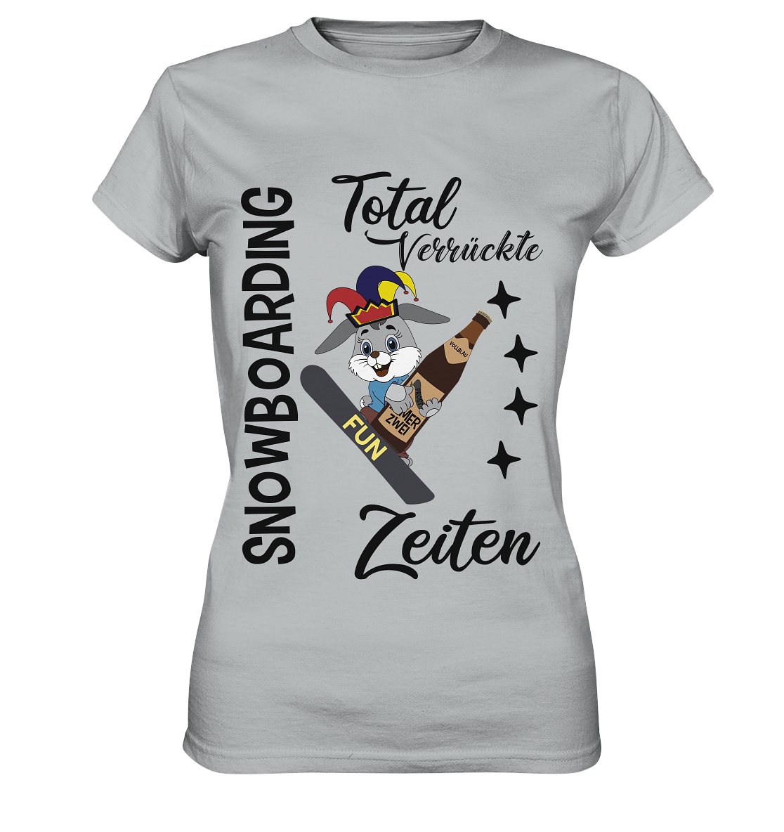 Snowboarding,verrückte Zeiten, Osterhase mit Bierflasche, Faschingsmütze - Ladies Premium Shirt