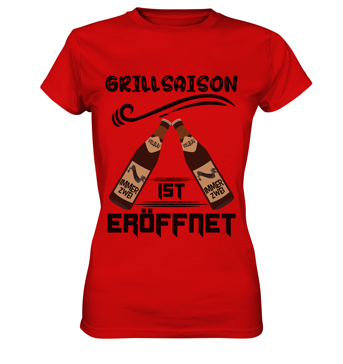 Grillsaison ist eröffnet, Grillen, Party, Feiern, Schwarzes Design - Ladies Premium Shirt