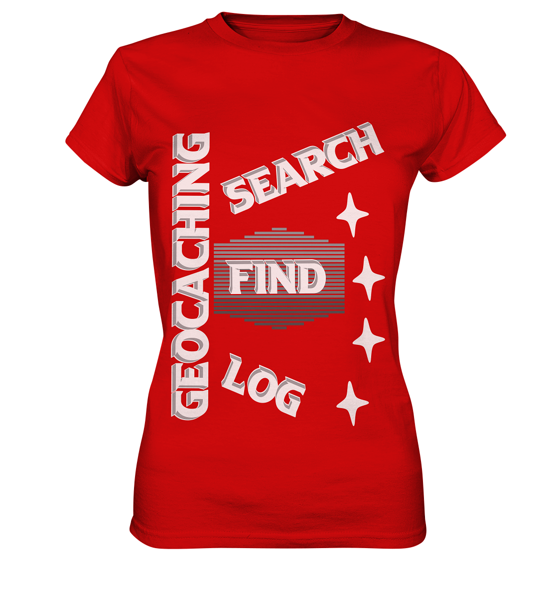 Geocaching-SEARCH-FIND-LOG, Cache Helles Disign Sterne - Ladies Premium Shirt