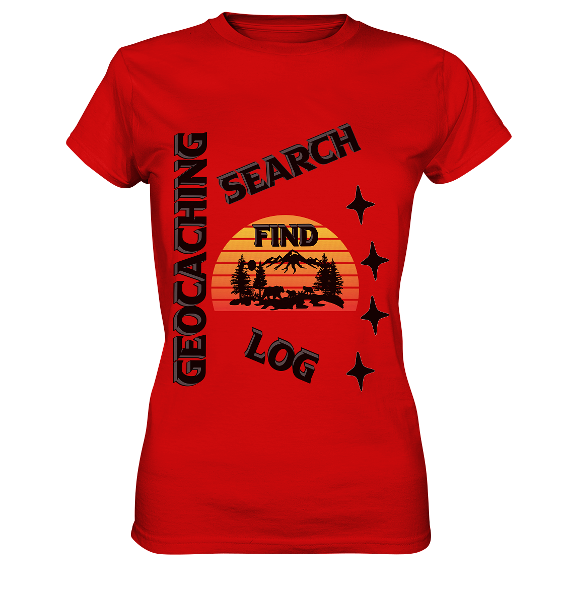 Geocaching, Suchen, Finden und Log, Geocache Schwarzes Design Mounten - Ladies Premium Shirt