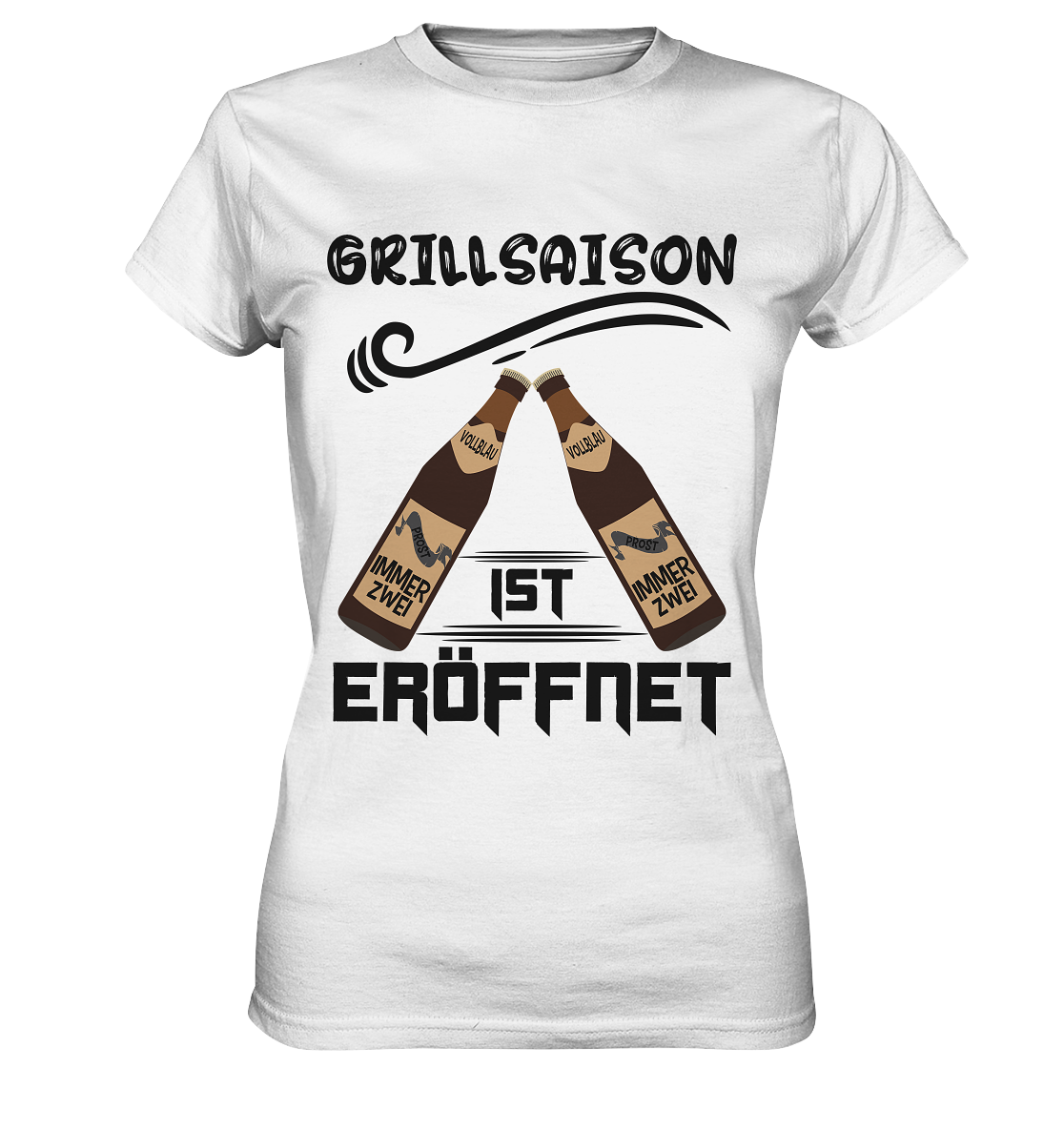 Grillsaison ist eröffnet, Grillen, Party, Feiern, Schwarzes Design - Ladies Premium Shirt