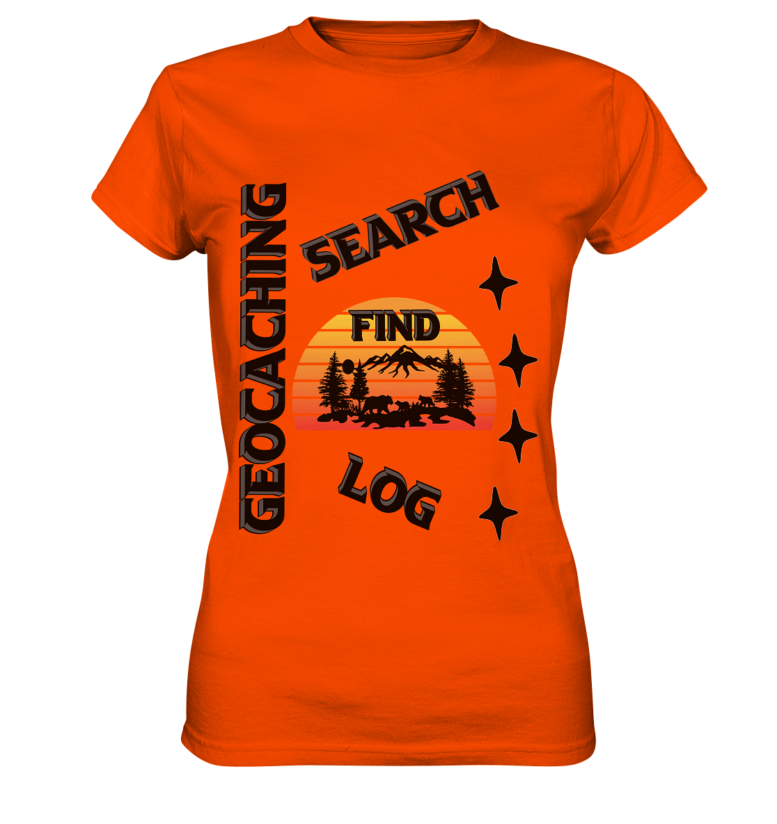 Geocaching, Suchen, Finden und Log, Geocache Schwarzes Design Mounten - Ladies Premium Shirt