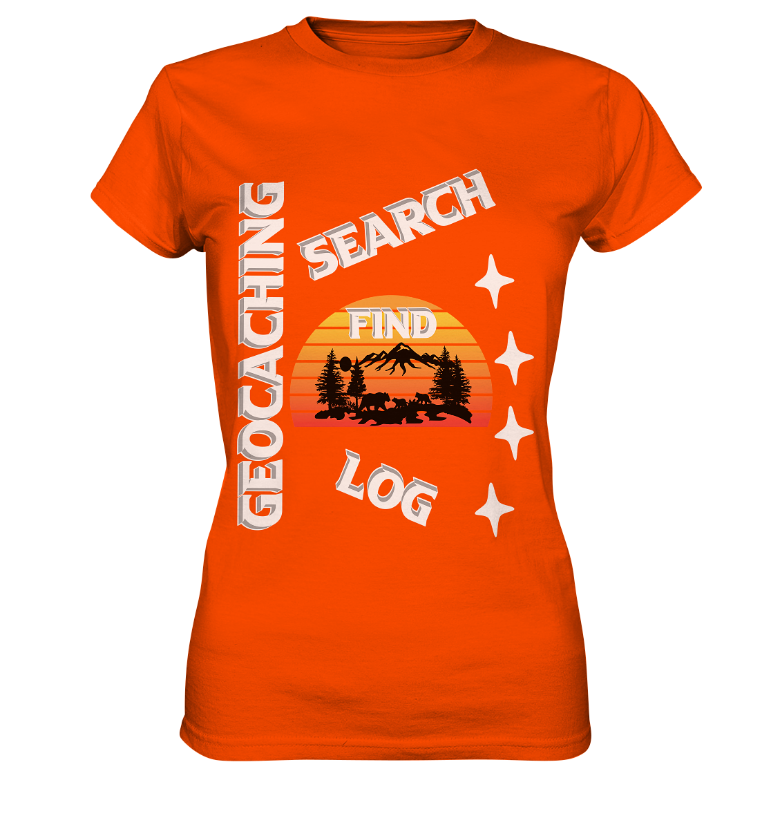 Geocaching-SEARCH-FIND-LOG, Cache Helles Design, Mounten - Ladies Premium Shirt