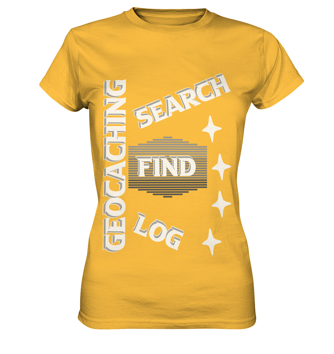 Geocaching-SEARCH-FIND-LOG, Cache Helles Disign Sterne - Ladies Premium Shirt