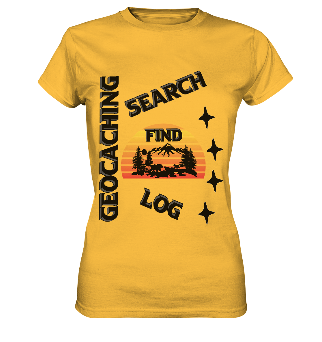 Geocaching, Suchen, Finden und Log, Geocache Schwarzes Design Mounten - Ladies Premium Shirt