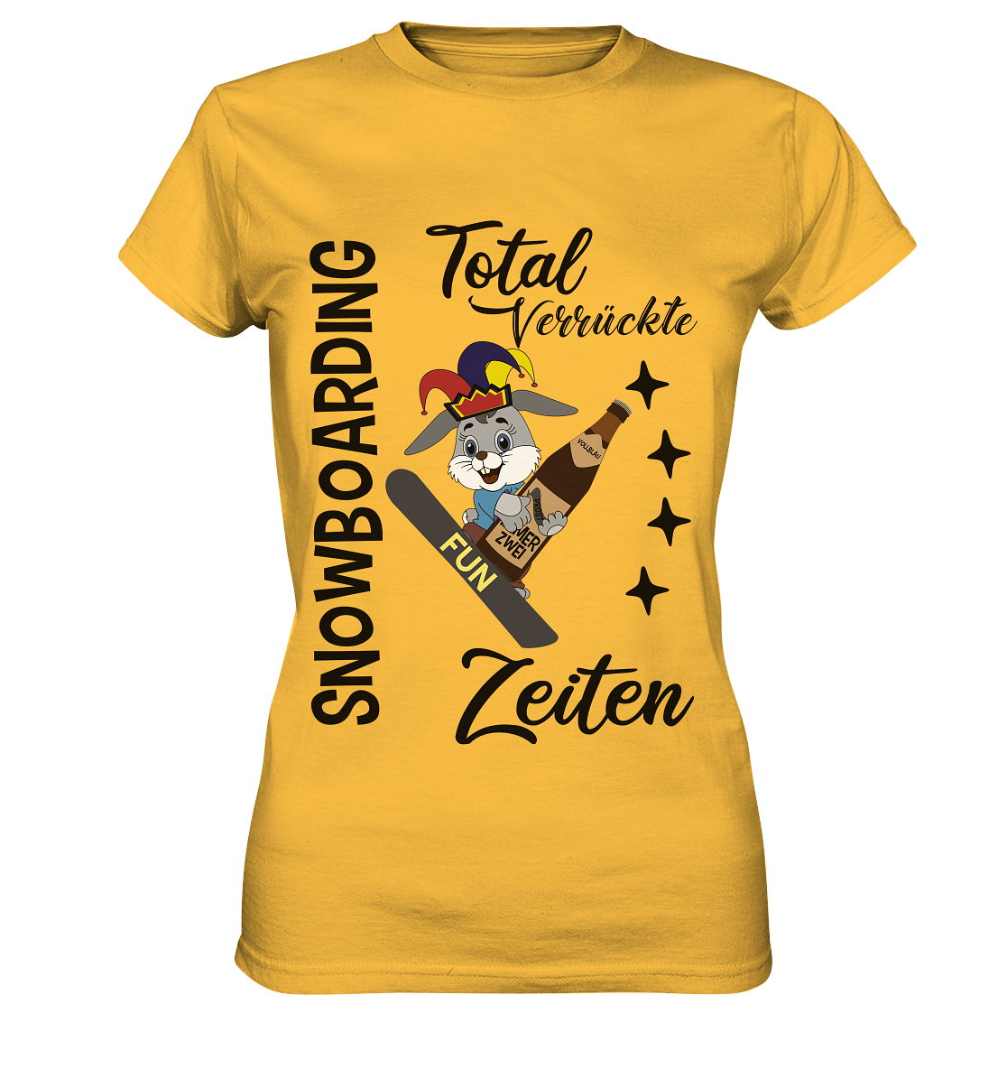 Snowboarding,verrückte Zeiten, Osterhase mit Bierflasche, Faschingsmütze - Ladies Premium Shirt