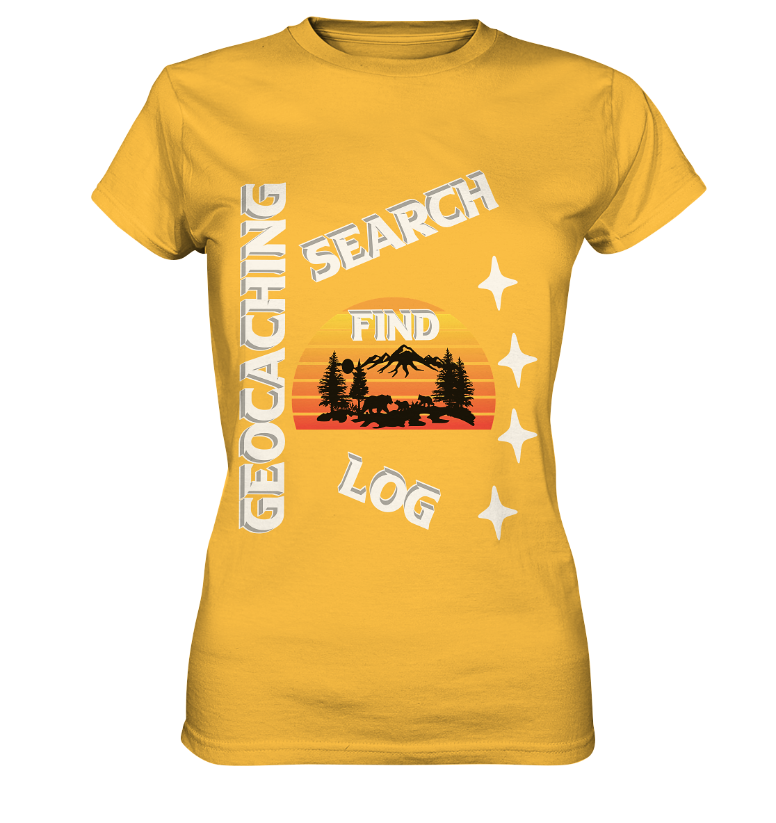 Geocaching-SEARCH-FIND-LOG, Cache Helles Design, Mounten - Ladies Premium Shirt