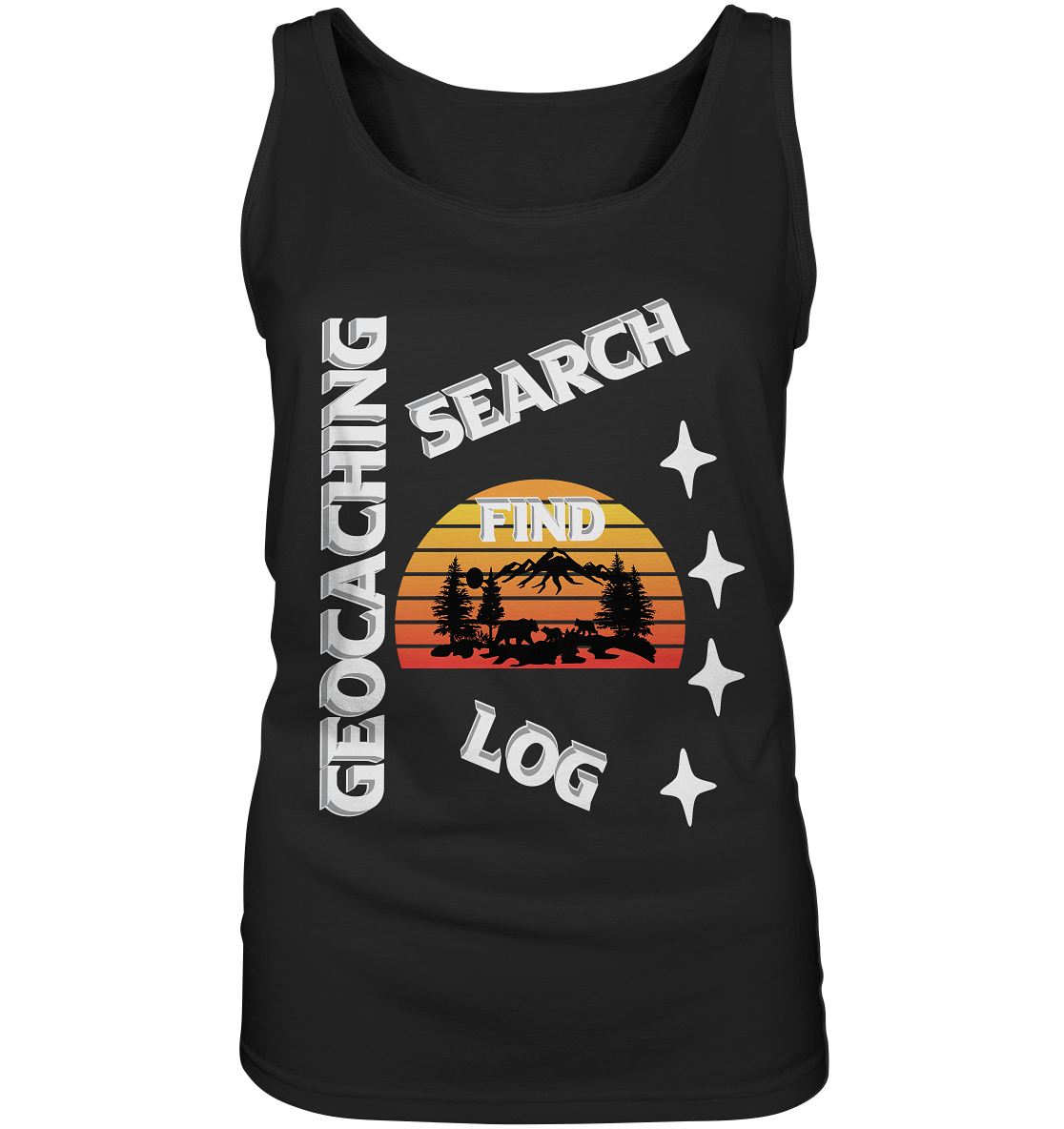 Geocaching-SEARCH-FIND-LOG, Cache Helles Design, Mounten - Ladies Tank-Top