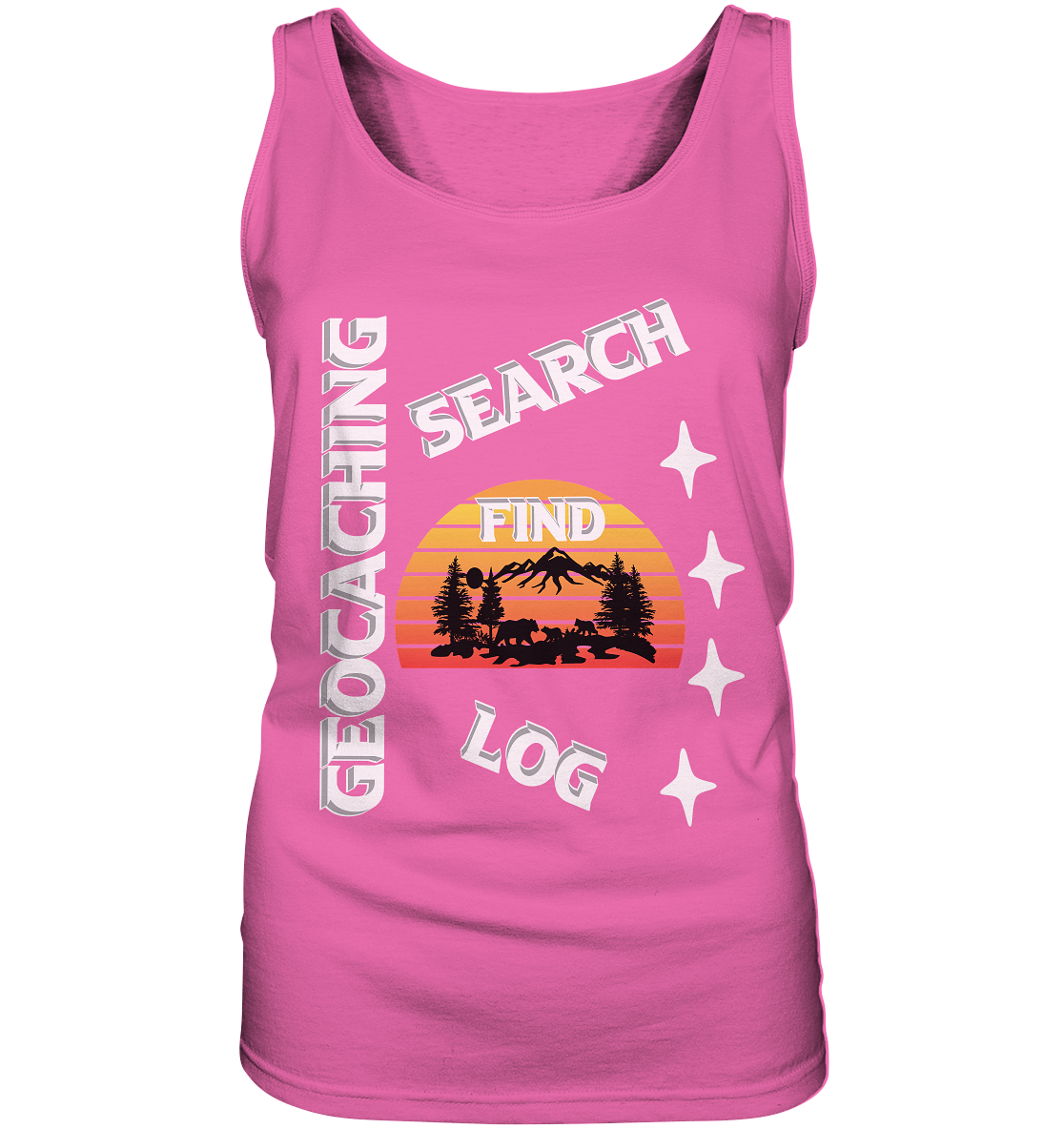 Geocaching-SEARCH-FIND-LOG, Cache Helles Design, Mounten - Ladies Tank-Top