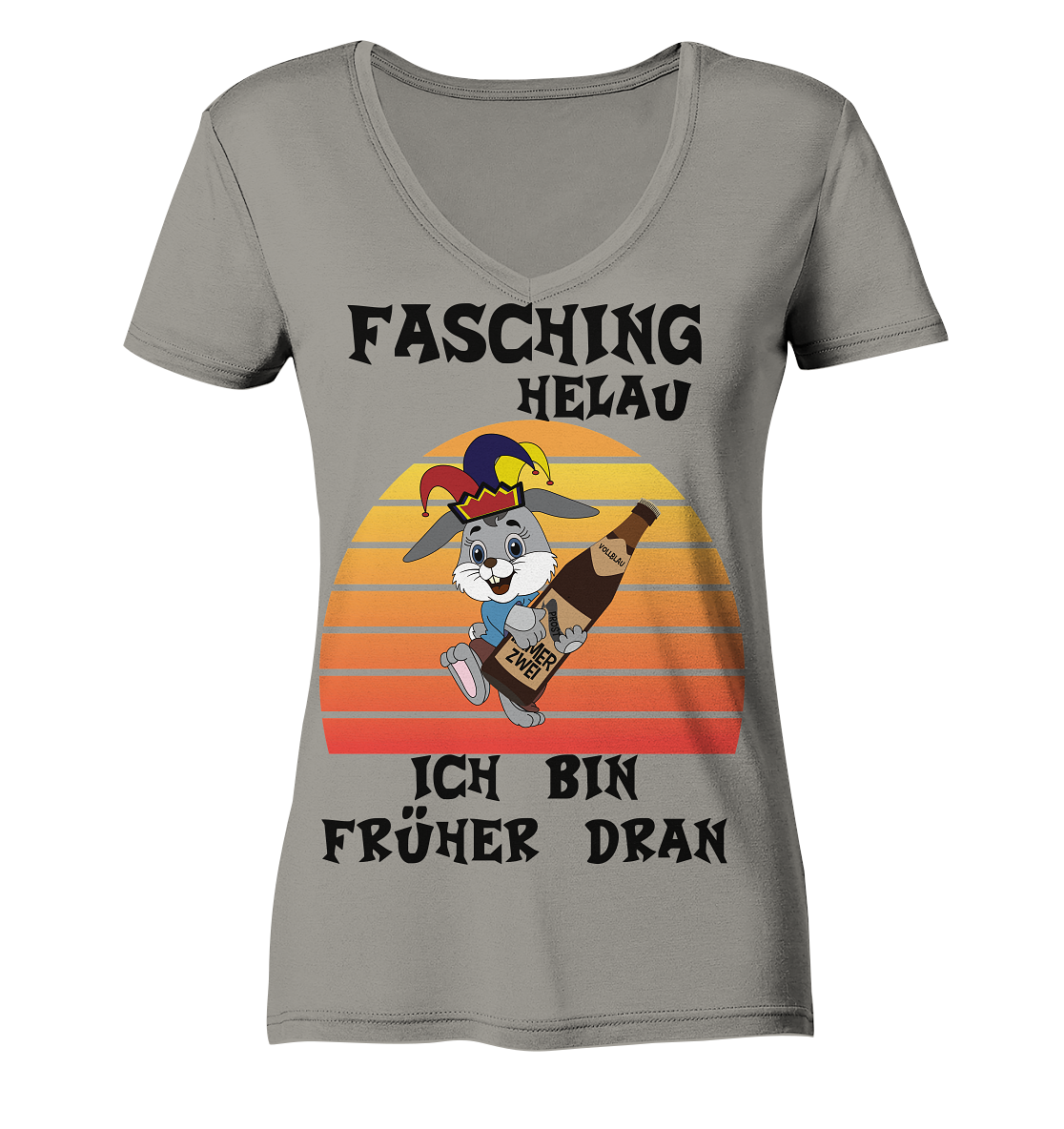 Fasching Helau, Osterhase feiert Karneval, Helau - Ladies V-Neck Shirt