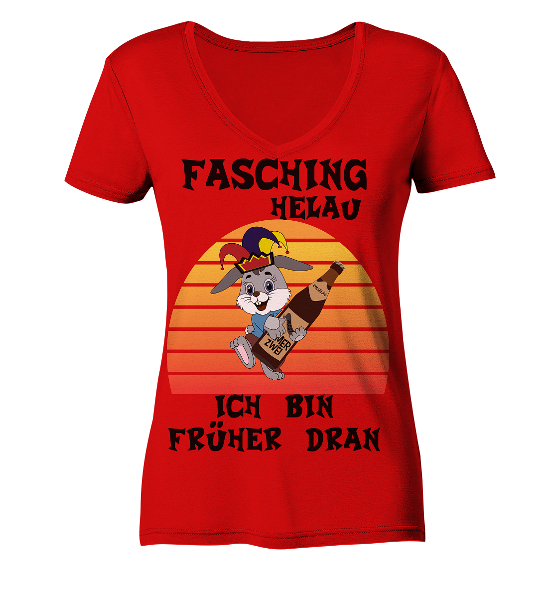 Fasching Helau, Osterhase feiert Karneval, Helau - Ladies V-Neck Shirt