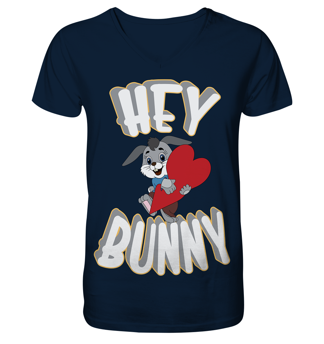 Hey Bunny, Valentine, Valentinstag am 14. Februar, Geschenkideen - Mens Organic V-Neck Shirt