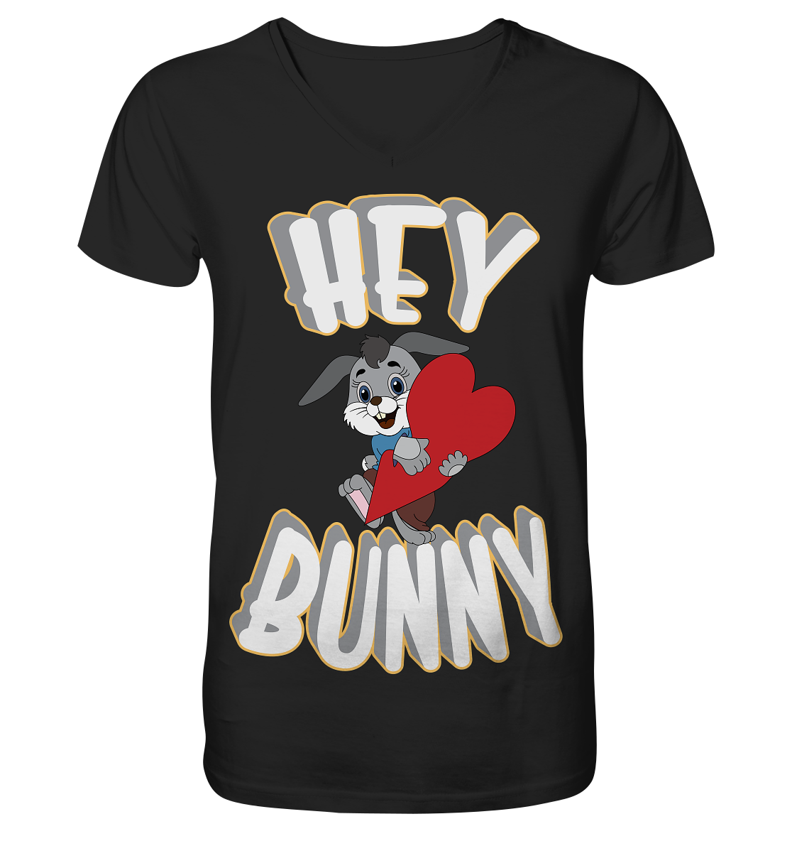 Hey Bunny, Valentine, Valentinstag am 14. Februar, Geschenkideen - Mens Organic V-Neck Shirt