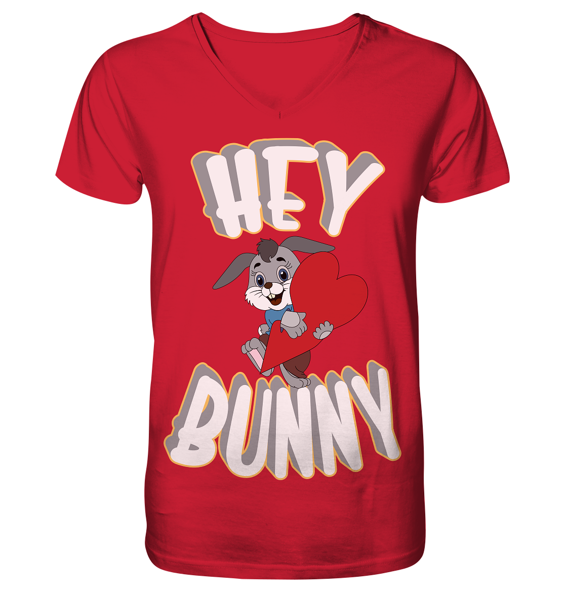 Hey Bunny, Valentine, Valentinstag am 14. Februar, Geschenkideen - Mens Organic V-Neck Shirt