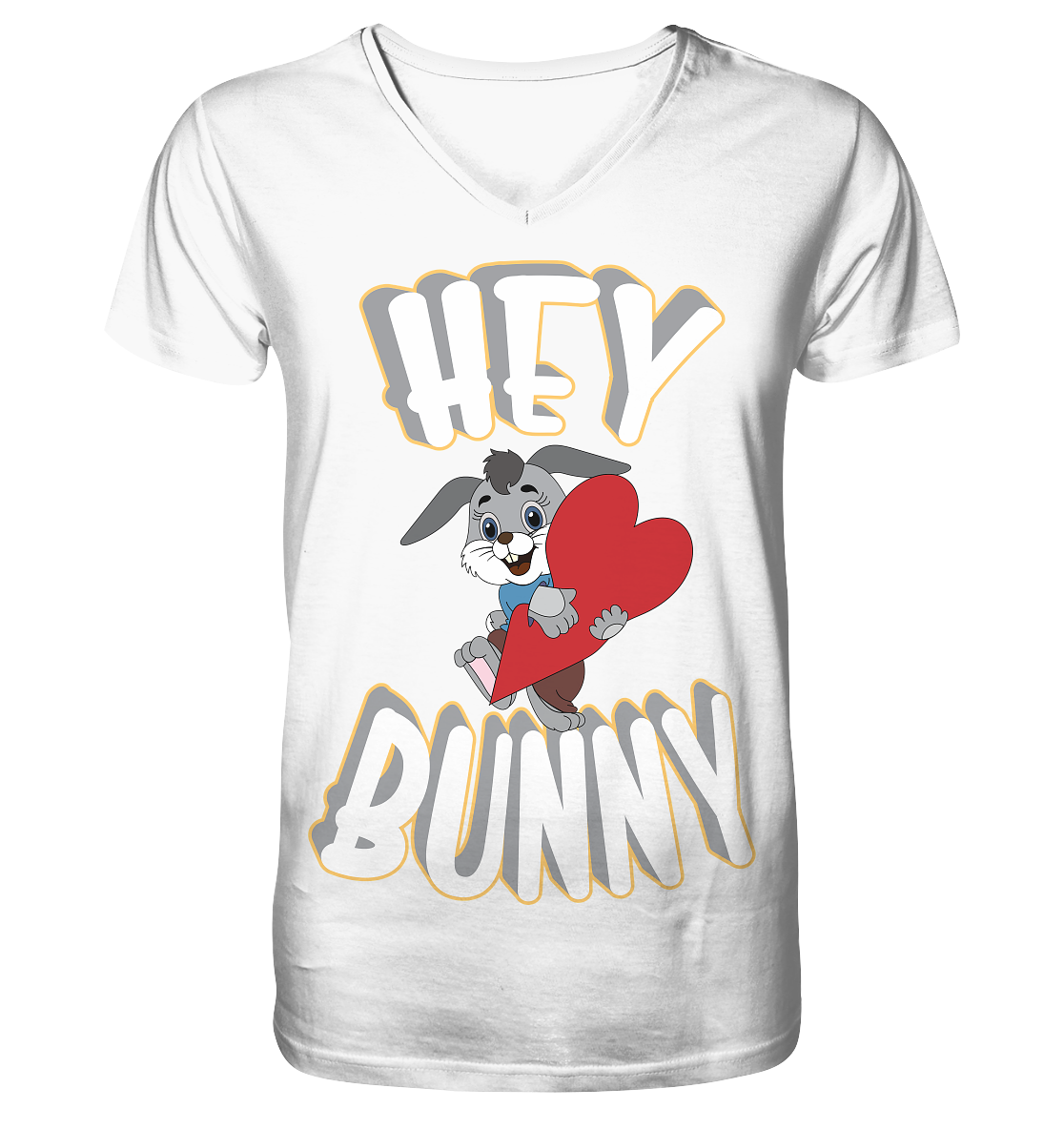 Hey Bunny, Valentine, Valentinstag am 14. Februar, Geschenkideen - Mens Organic V-Neck Shirt