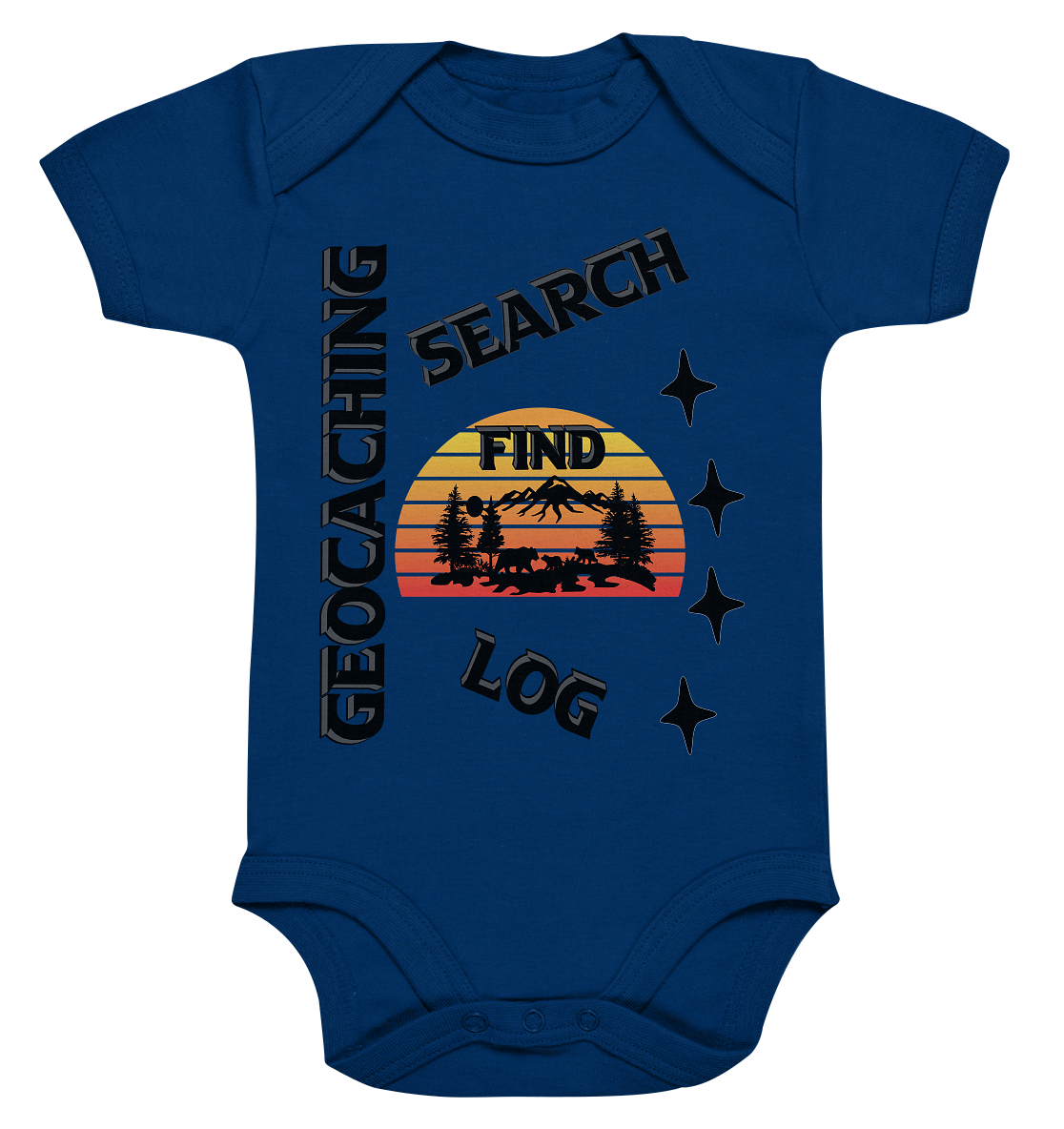 Geocaching, Suchen, Finden und Log, Geocache Schwarzes Design Mounten - Organic Baby Bodysuite