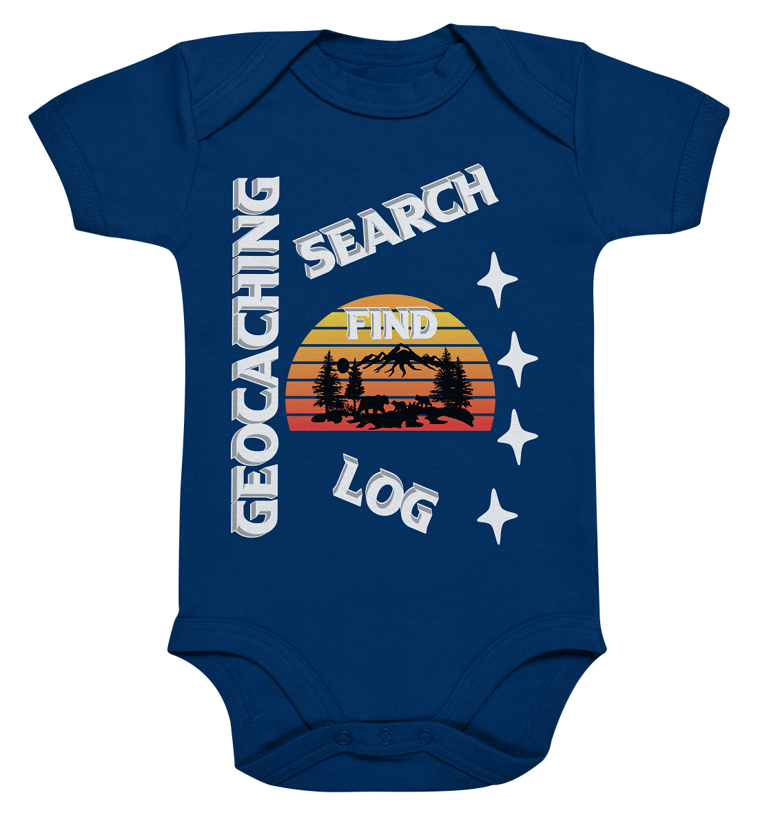 Geocaching-SEARCH-FIND-LOG, Cache Helles Design, Mounten - Organic Baby Bodysuite