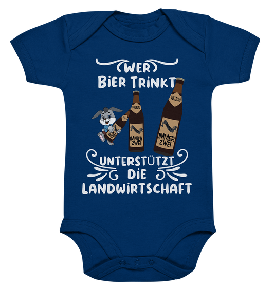 Wer Bier trinkt unterstützt die Landwirtschaft, Party- Shirt - Organic Baby Bodysuite