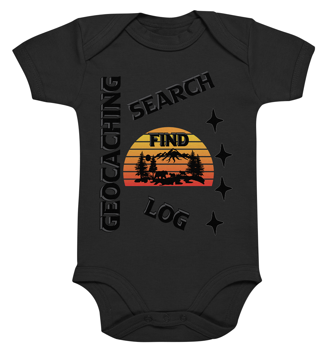 Geocaching, Suchen, Finden und Log,  Geocache Schwarzes Design - Organic Baby Bodysuite