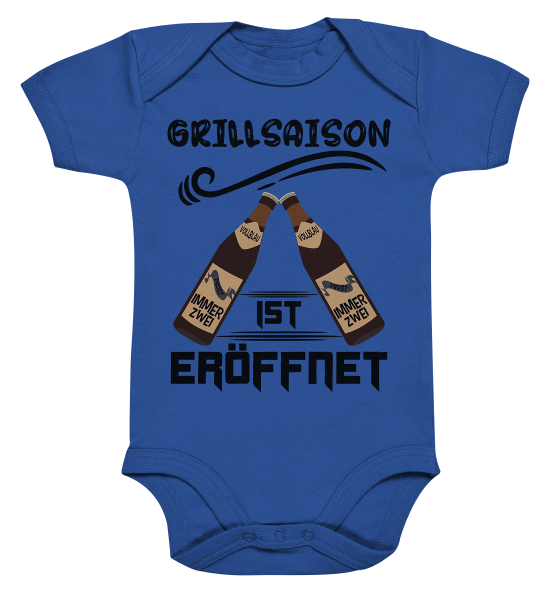 Grillsaison ist eröffnet, Grillen, Party, Feiern, Schwarzes Design - Organic Baby Bodysuite