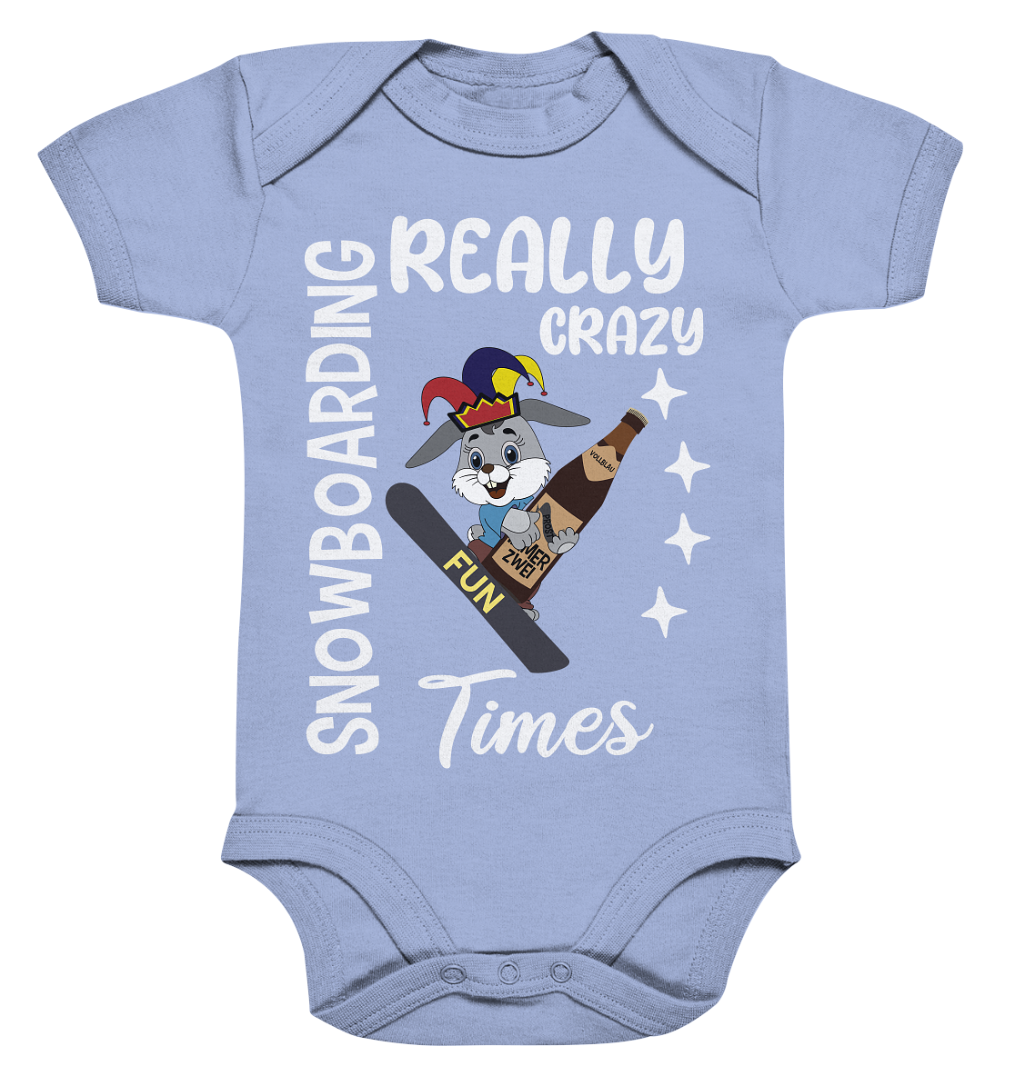 Snowboarding, Crazy Times, Snowboarder, Party - Organic Baby Bodysuite