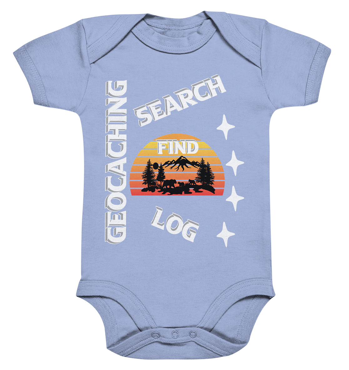 Geocaching-SEARCH-FIND-LOG, Cache Helles Design, Mounten - Organic Baby Bodysuite