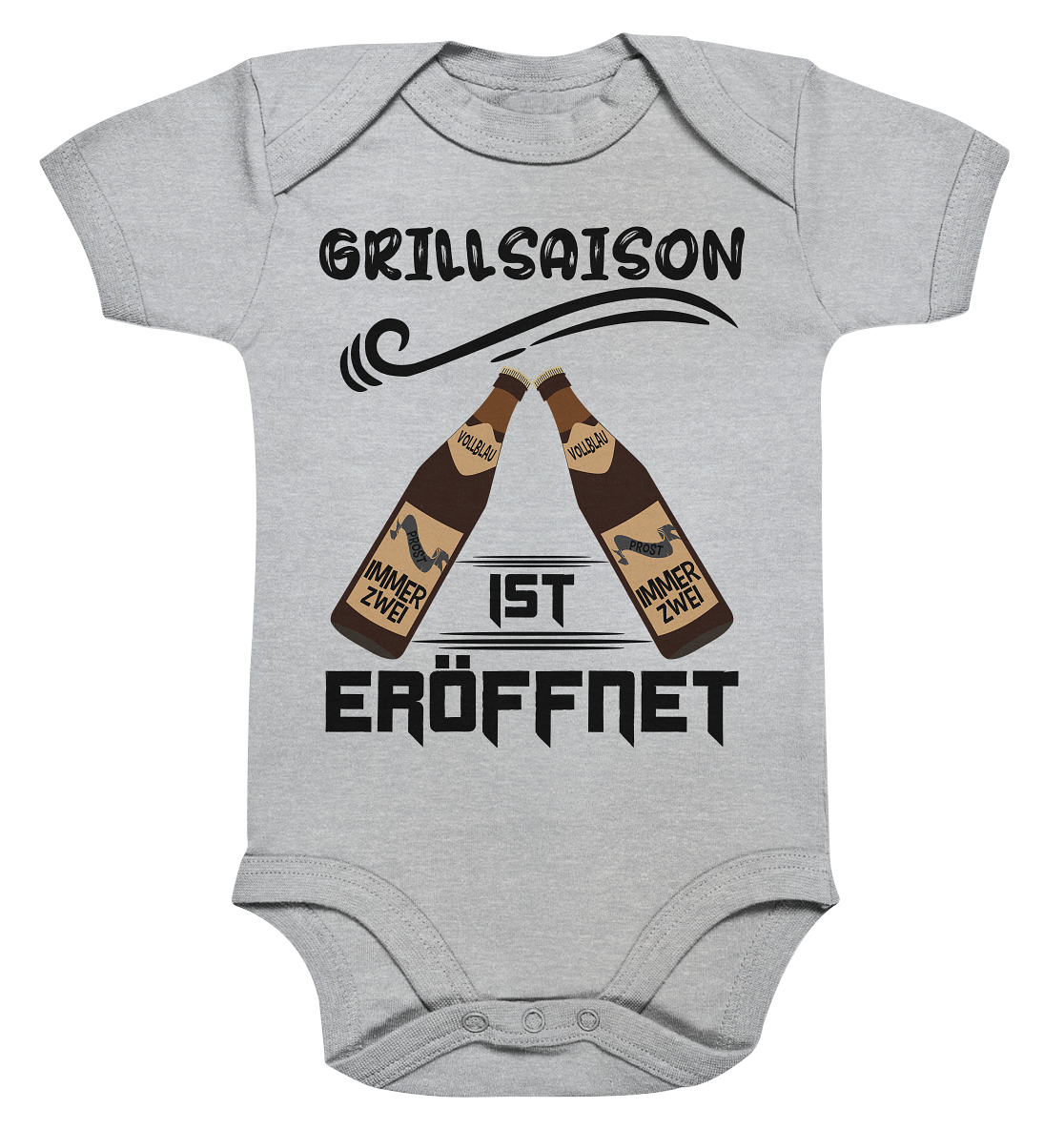 Grillsaison ist eröffnet, Grillen, Party, Feiern, Schwarzes Design - Organic Baby Bodysuite