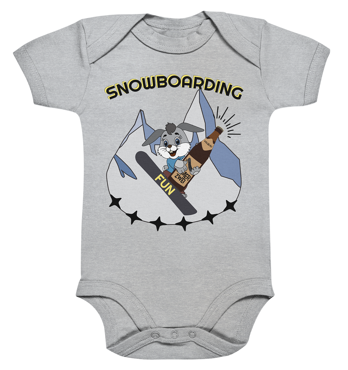 Snowboarding, Apres- Ski, Snowboard, Skihase und Bier - Organic Baby Bodysuite