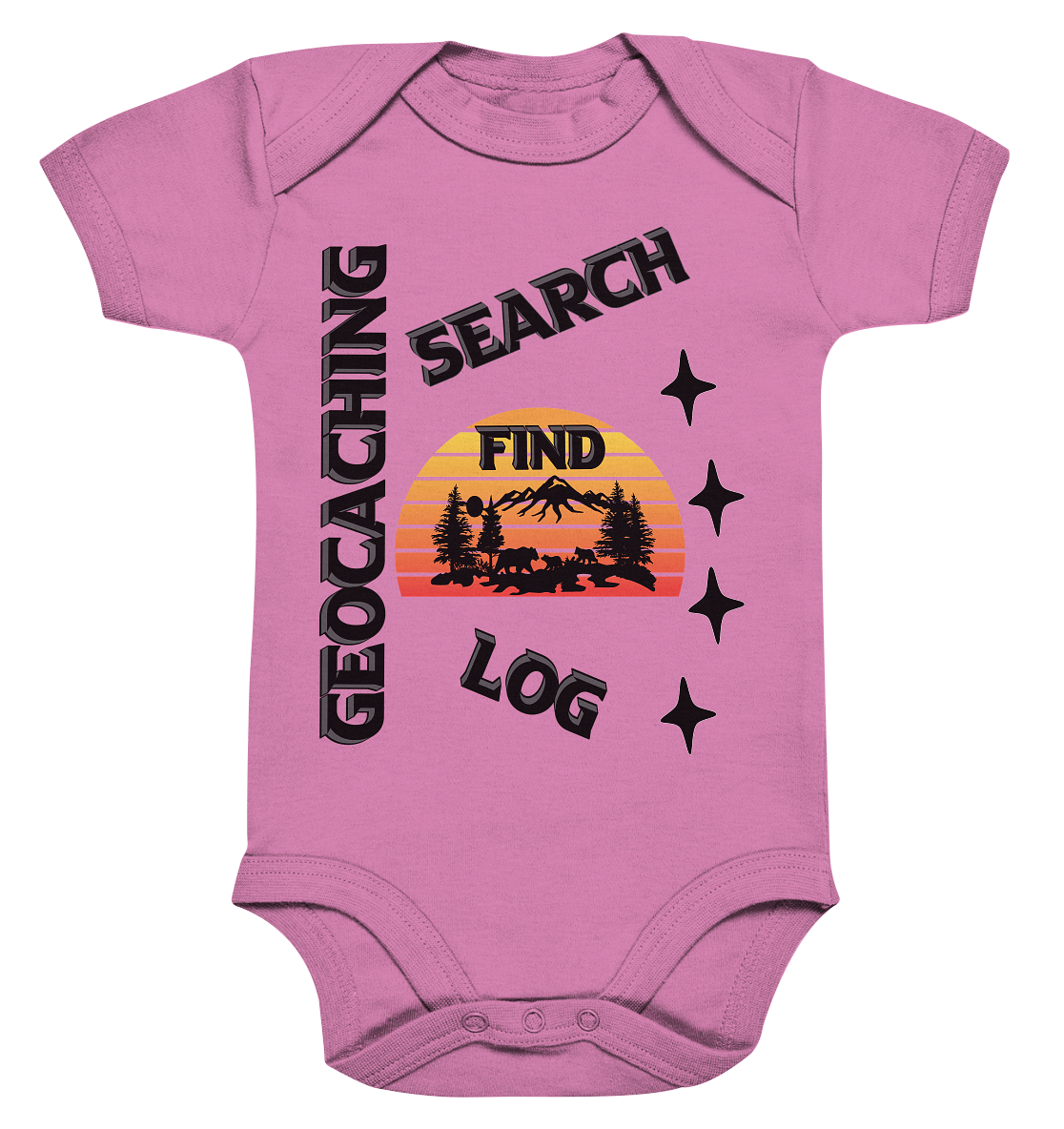 Geocaching, Suchen, Finden und Log, Geocache Schwarzes Design Mounten - Organic Baby Bodysuite