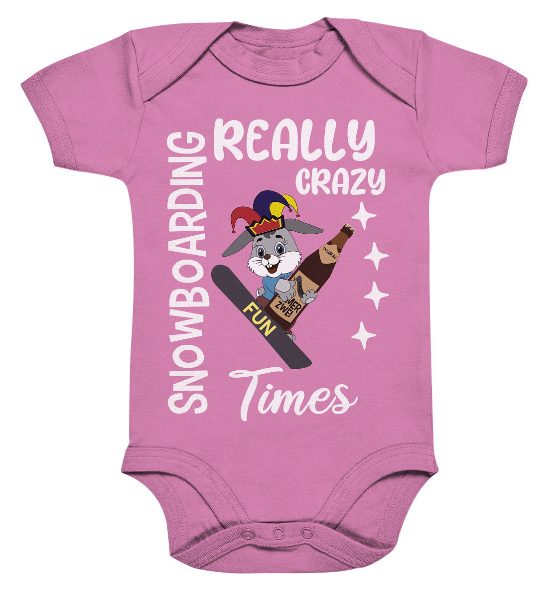 Snowboarding, Crazy Times, Snowboarder, Party - Organic Baby Bodysuite