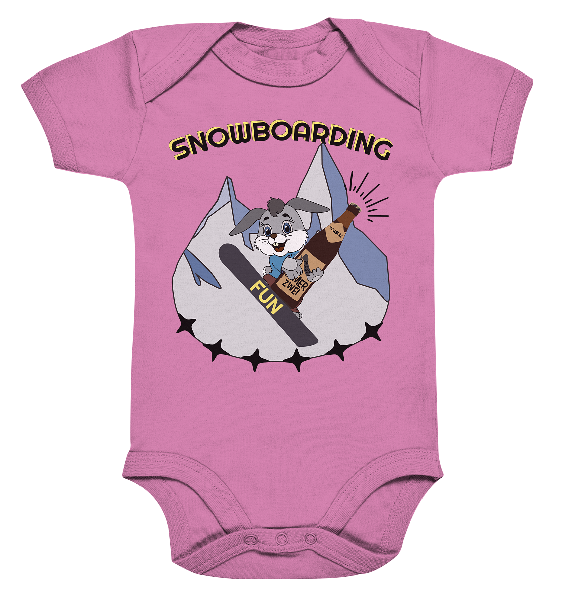 Snowboarding, Apres- Ski, Snowboard, Skihase und Bier - Organic Baby Bodysuite