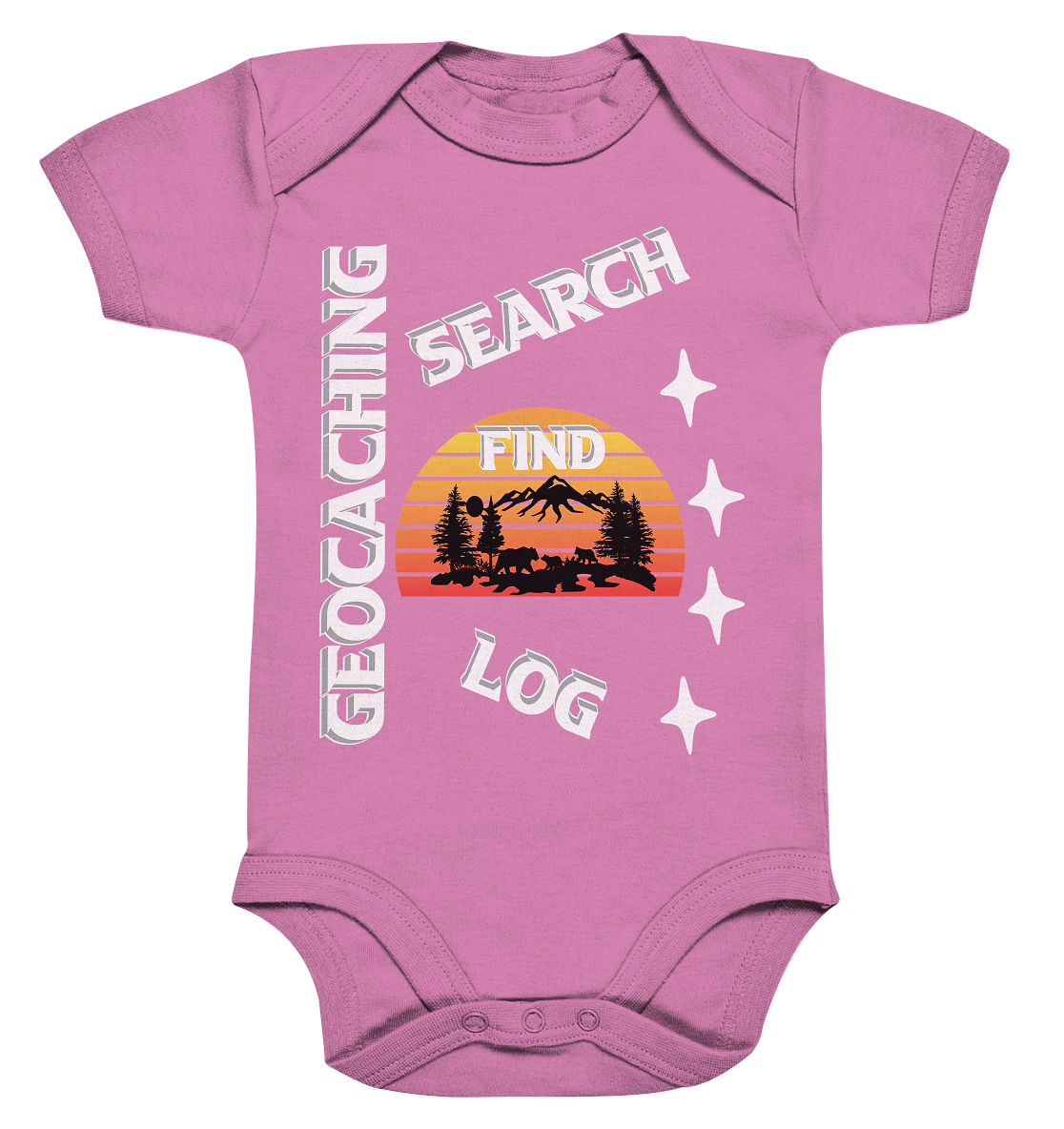 Geocaching-SEARCH-FIND-LOG, Cache Helles Design, Mounten - Organic Baby Bodysuite