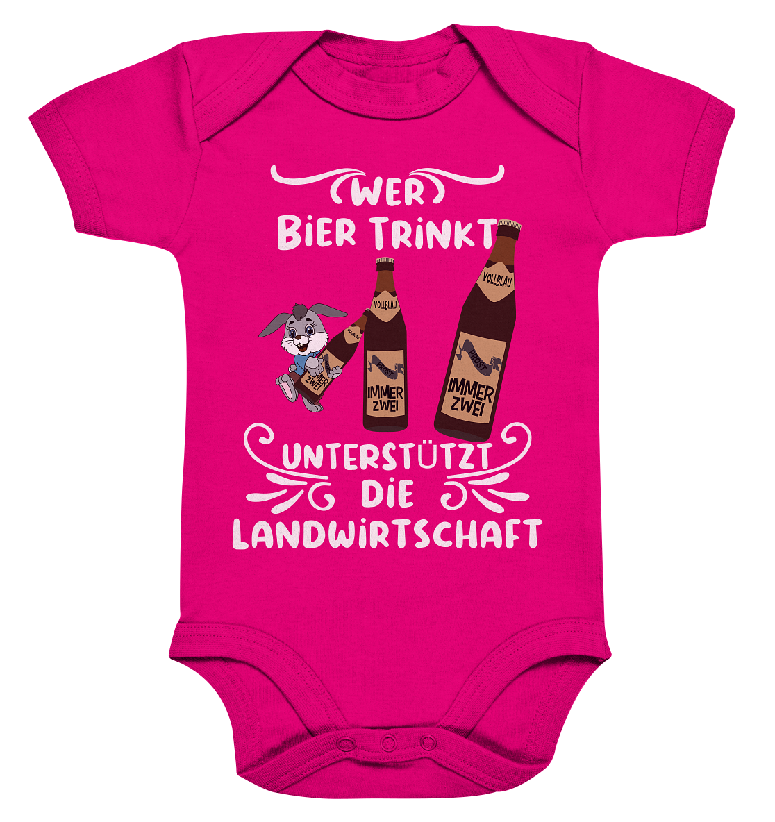 Wer Bier trinkt unterstützt die Landwirtschaft, Party- Shirt - Organic Baby Bodysuite