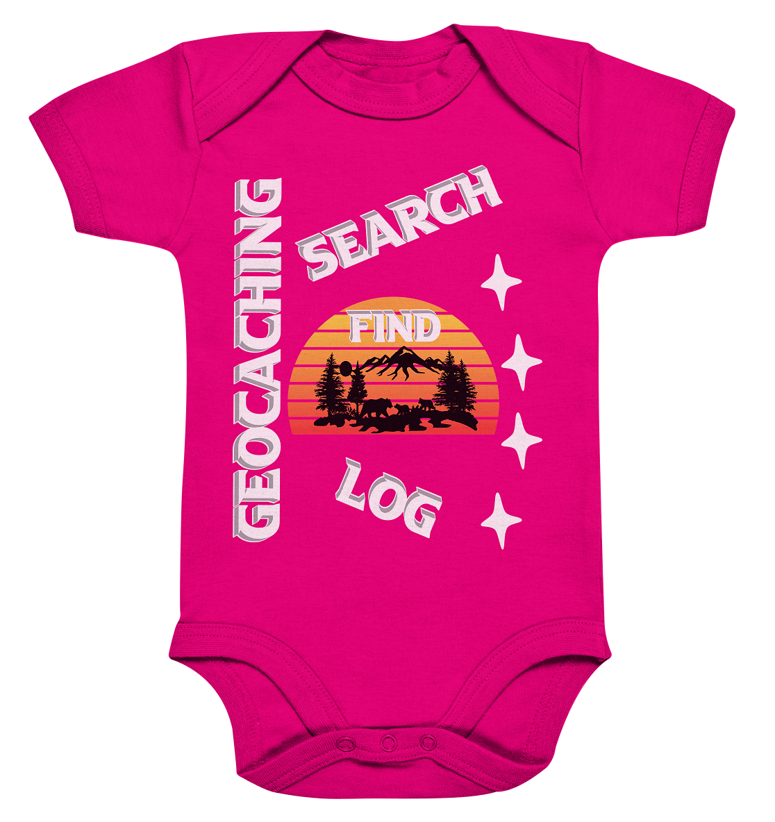 Geocaching-SEARCH-FIND-LOG, Cache Helles Design, Mounten - Organic Baby Bodysuite