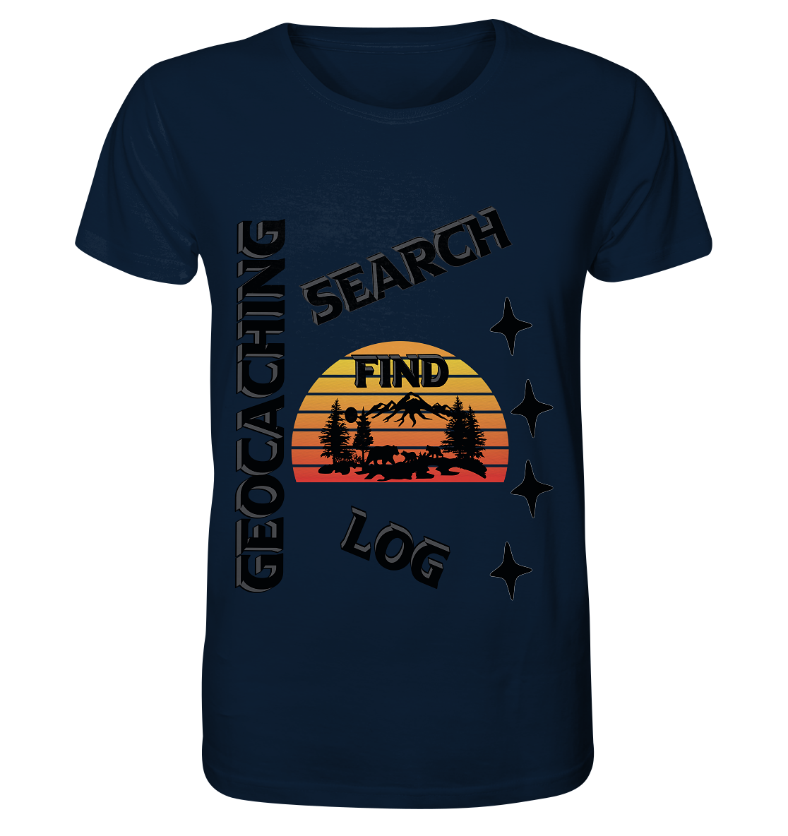 Geocaching, Suchen, Finden und Log,  Geocache Schwarzes Design - Organic Basic Shirt