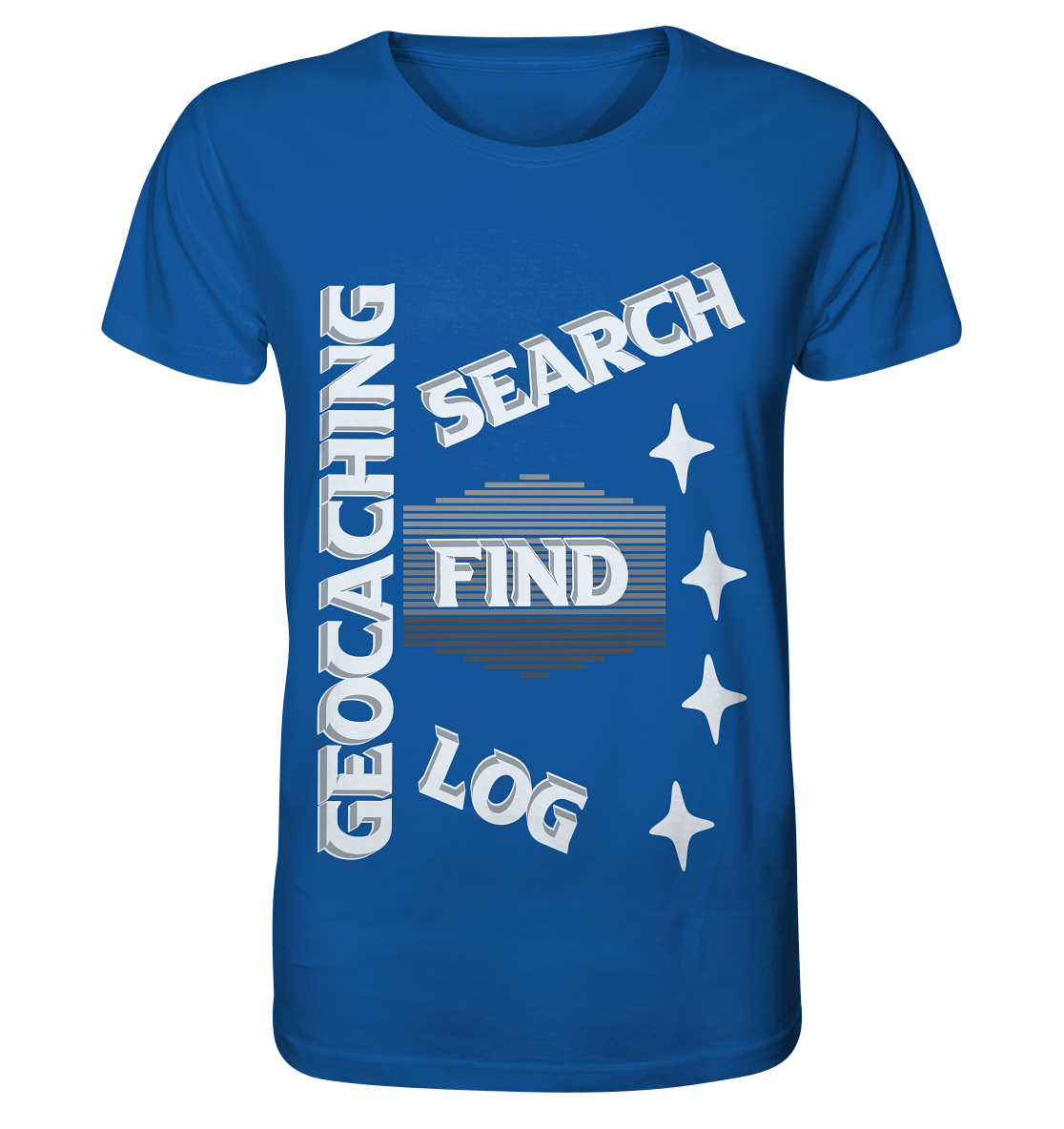 Geocaching-SEARCH-FIND-LOG, Cache Helles Disign Sterne - Organic Basic Shirt