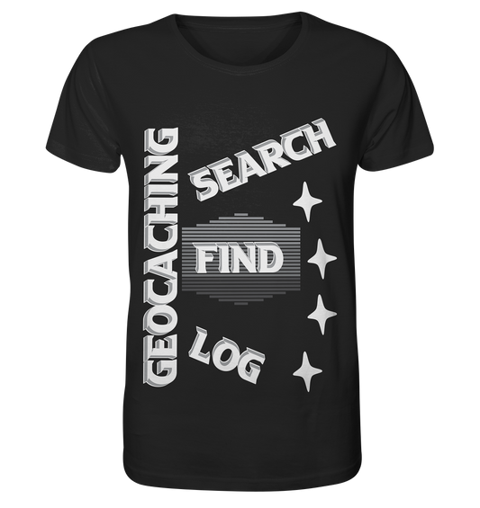 Geocaching-SEARCH-FIND-LOG, Cache Helles Disign Sterne - Organic Basic Shirt