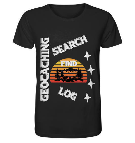 Geocaching-SEARCH-FIND-LOG, Cache Helles Design, Mounten - Organic Basic Shirt