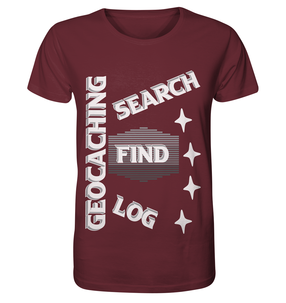 Geocaching-SEARCH-FIND-LOG, Cache Helles Disign Sterne - Organic Basic Shirt