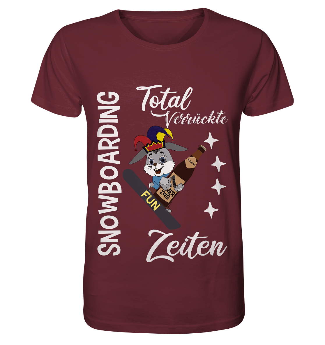 Snowboarding, verrückte Zeiten, Snowboarder, Osterhase - Organic Basic Shirt