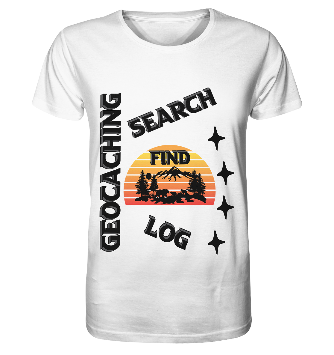 Geocaching, Suchen, Finden und Log, Geocache Schwarzes Design Mounten - Organic Basic Shirt