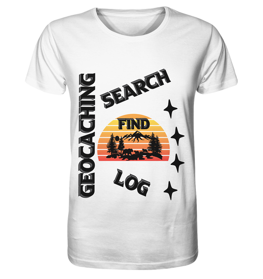 Geocaching, Suchen, Finden und Log, Geocache Schwarzes Design Mounten - Organic Basic Shirt