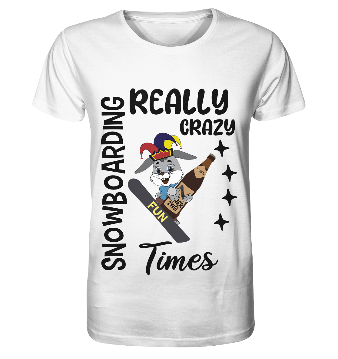 Snowboarding, really crazy, Osterhase mit Bierflasche  - Organic Basic Shirt