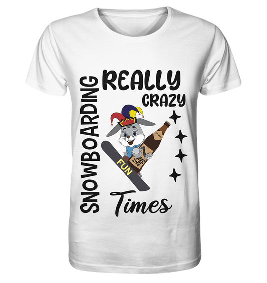 Snowboarding, really crazy, Osterhase mit Bierflasche  - Organic Basic Shirt